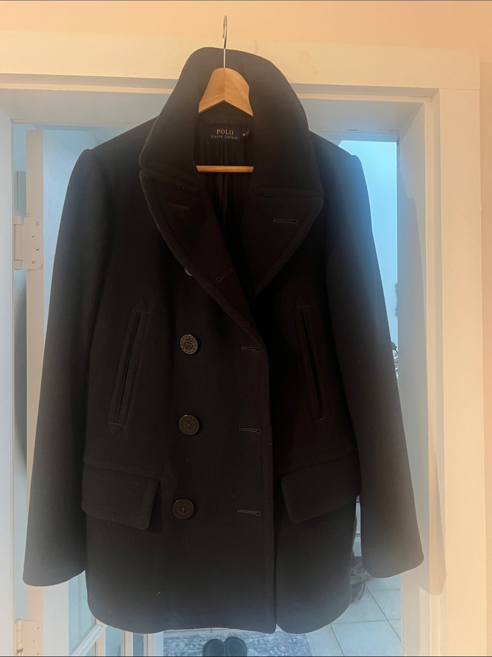 Polo by Ralph Lauren Black Double-Breasted Pea Coat